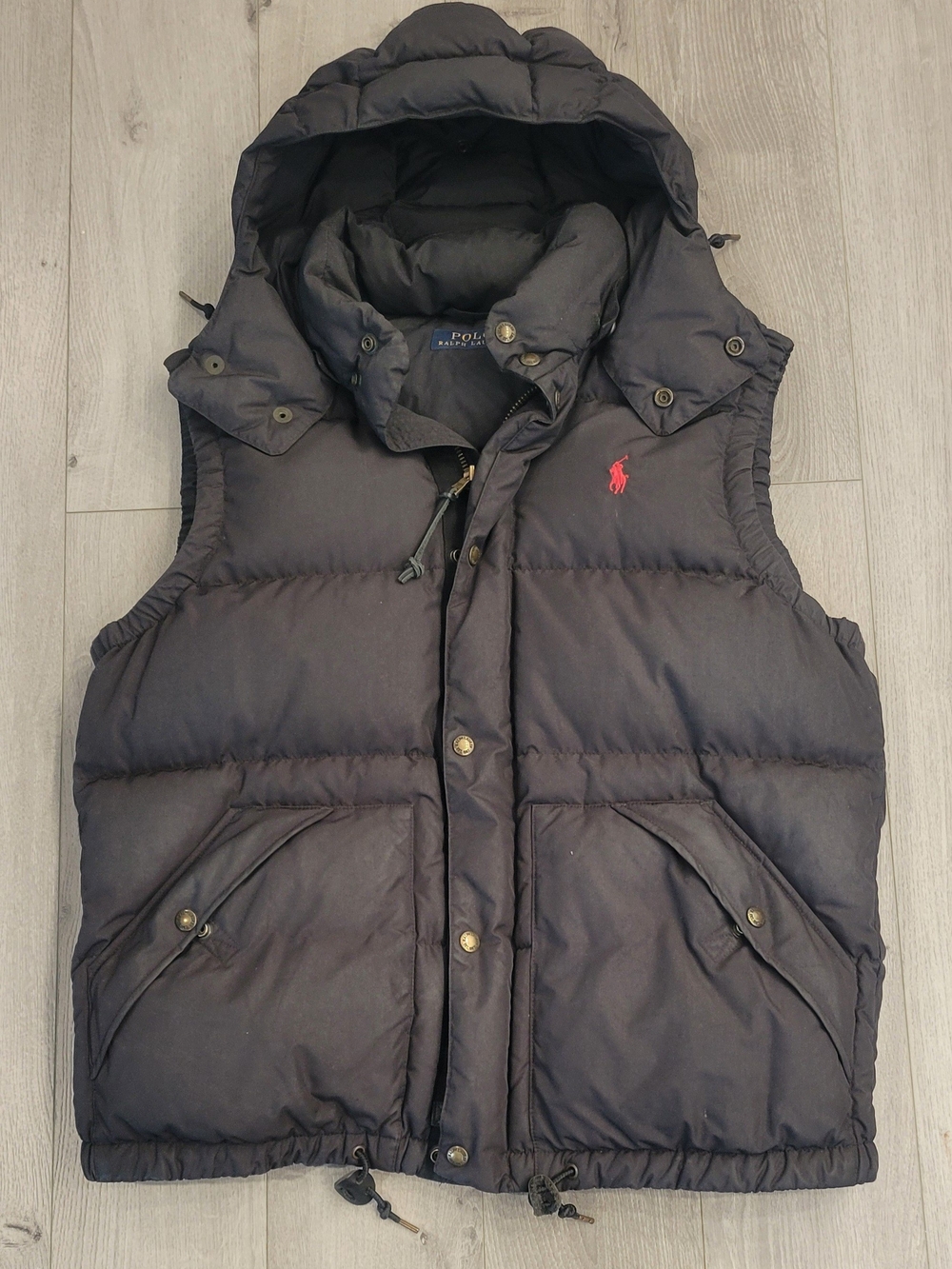 Polo Ralph Lauren Men's Black Puffer Vest with Detachable Hood